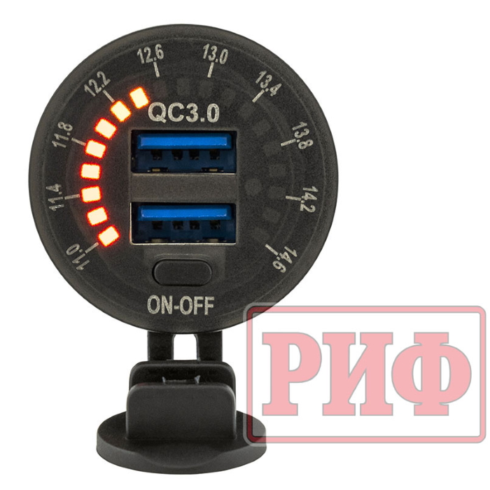 картинка Розетка USB 2 QC 3.0 с вольтметром от магазина  4x4 риф шоп