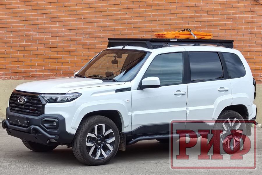 картинка Платформа экспедиционная РИФ алюминиевая Niva Travel с рейлингами 1100x1690 мм от магазина  4x4 риф шоп