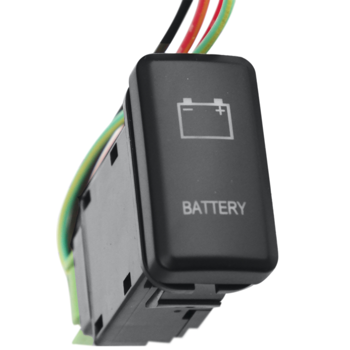 картинка Кнопка ВКЛ/ВЫКЛ Toyota 40x20 мм Battery (белая подсветка) от магазина  4x4 риф шоп