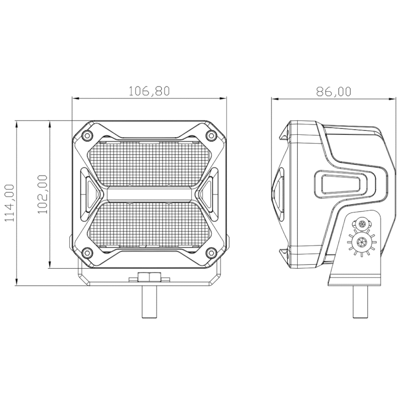 картинка Фара светодиодная водительского света РИФ 60W 107x102x86 мм от магазина  4x4 риф шоп
